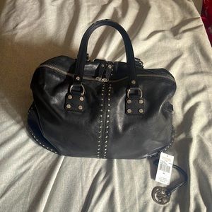 MICHAEL KORS Large Astor Weekender Black Leather Luggage Tote